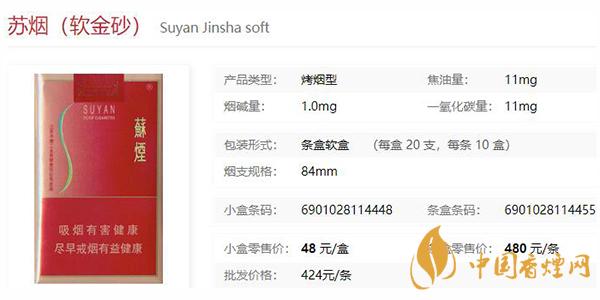 蘇煙軟金砂多少錢(qián)一盒 蘇煙軟金砂價(jià)格表圖片2021